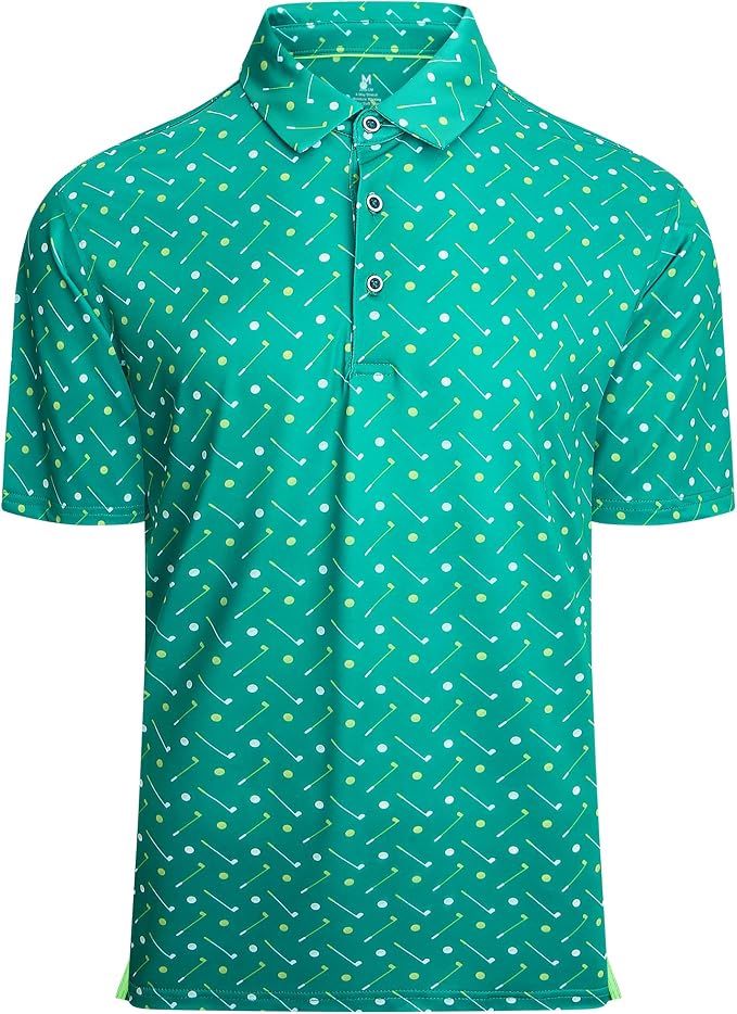 Esabel.C Golf Shirts for Men Dry Fit Performance Short Sleeve Print Moisture by EsabelC