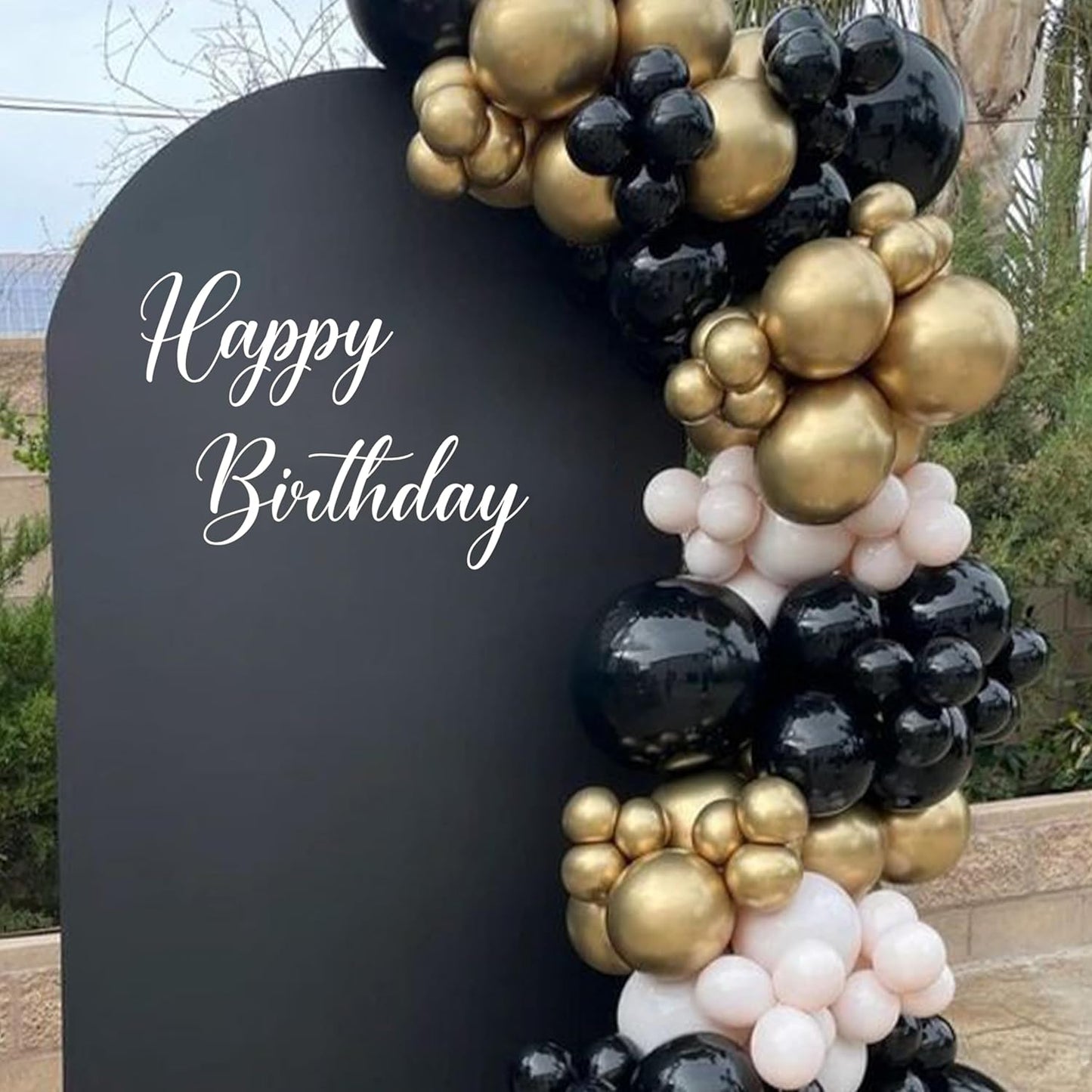 Happy Birthday Wall Decal - White Script Letters Wall Stickers, Birthday Party Balloon Arch Backdrop Decoration Supplies Sign Decals, Removable Adhesive Sticker