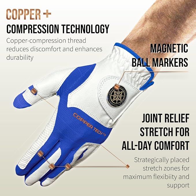 Copper Tech Golf Gloves Men Right Handed Golfer or Left Handed Golfer | Copper - Image 2