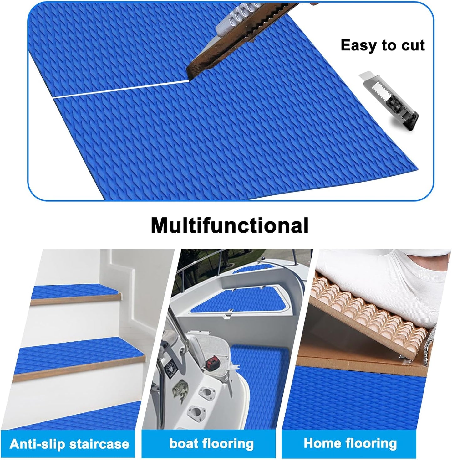 HZshark EVA Foam Boat Decking Sheet Universal DIY Surfboard Traction Pad Non-Slip Grip Mat Trimmable Sheet for Kayak RV Yacht Pool Skateboard Skimboard Step Green Yellow Orange Blue Dark Grey Black