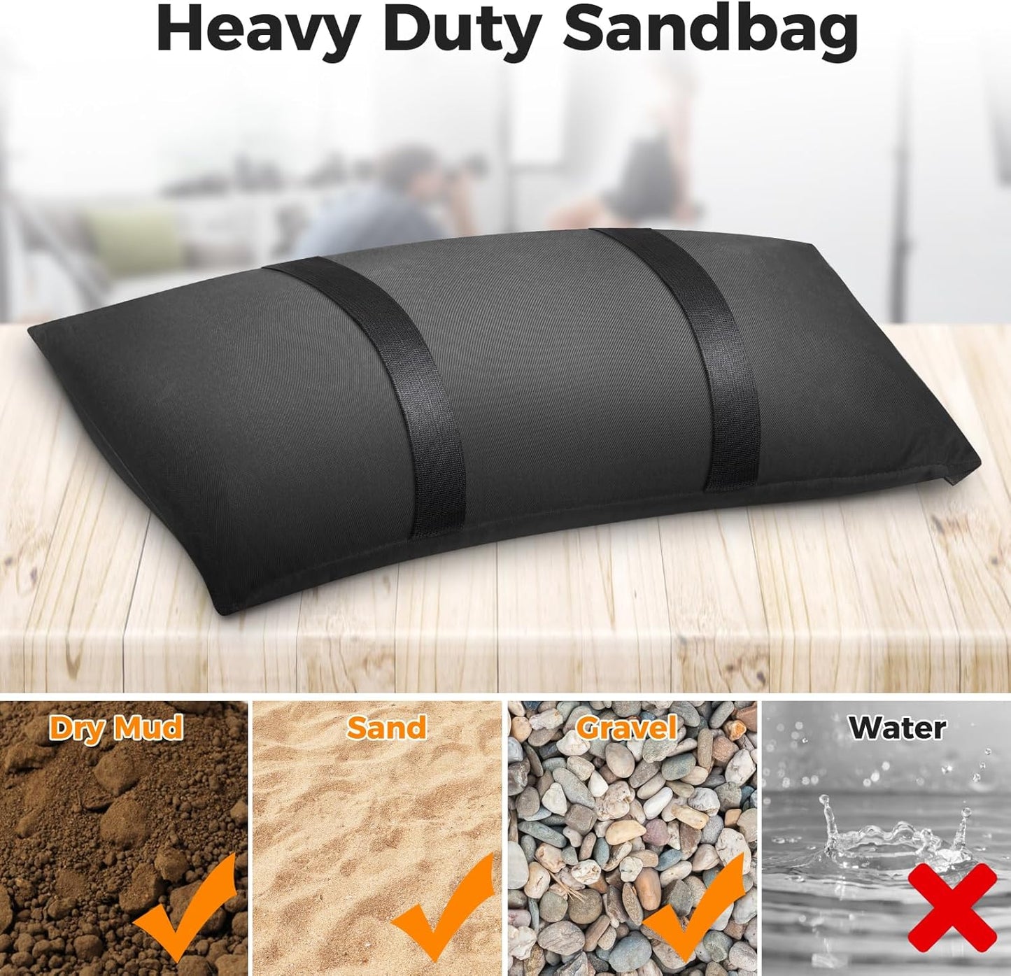 200 LBS Umbrella Base Weight Sandbags, Sand Bags for Weight, 4 Packs Fillable Sandbags for Umbrella Base, Weatherproof Furniture Heavy Duty Weight Bags For Cantilever Patio Umbrella Trampoline Garden