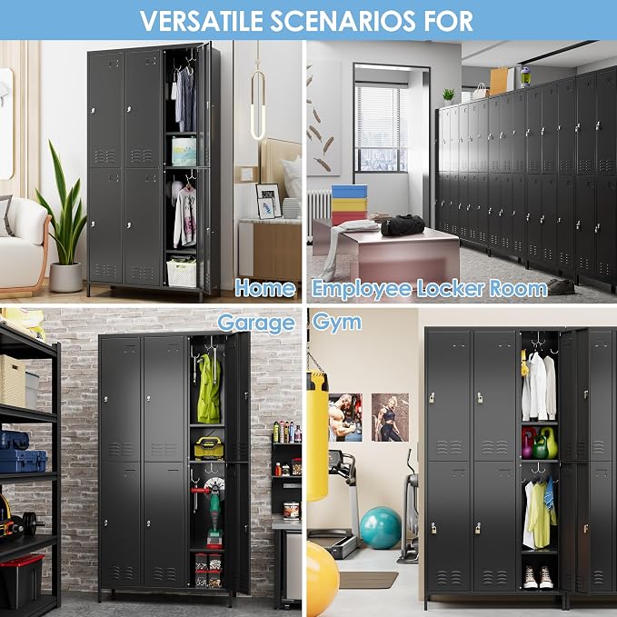 METAN Metal Locker for School Office Gym Bedroom, 6 Doors Steel Storage Locker - Image 7