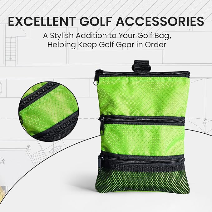 Golf Bag Accessories Valuables Pouch Bags Multi Pocket Zipper Hook - Image 6
