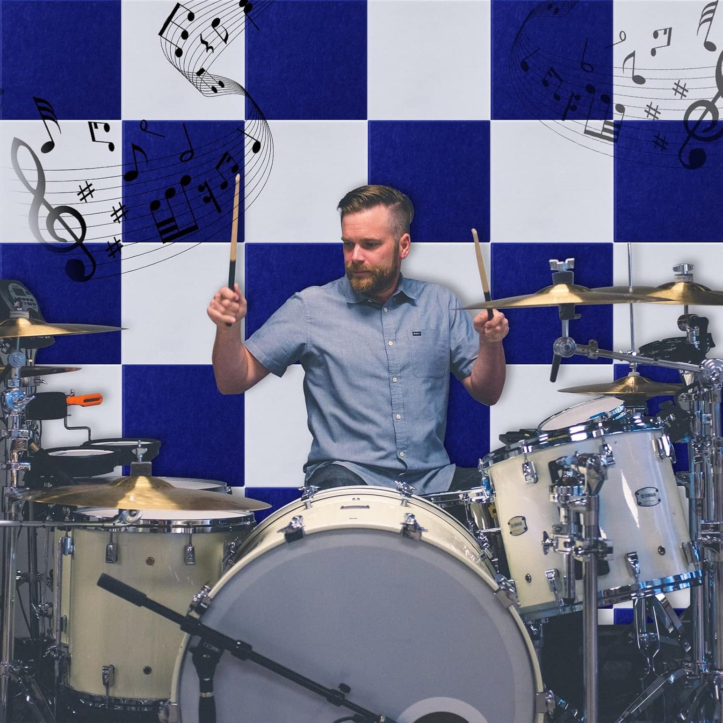 18 Pack Acoustic Panels12"X12"X0.4"Sound Proof Panels With Self-Adhesive Absorbing High-Density Sound Deadening Panels Decoration Soundproofing Panels For Walls Home Insulation Studio Office Dark Blue