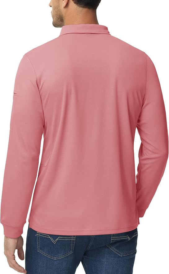 MAGCOMSEN Men's Polo Shirts 3 Button Quick Dry Performance Long Sleeve Tactical - Image 5