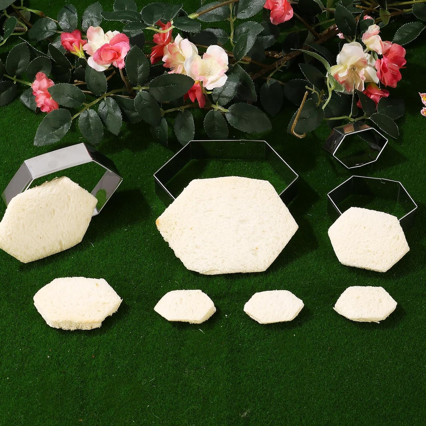 Hexagon Cookie Cutter Set 4 Sizes- 5 Inch, 4 Inch, 3 Inch, 2 Inch Stainless Steel Geometric Gem Cookie Cutters Shapes Molds