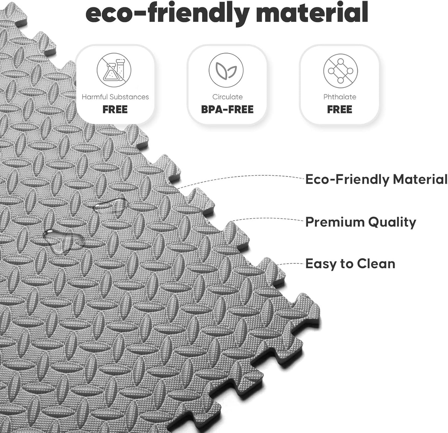 Home Gym Mat, Puzzle Exercise Mat, EVA Interlocking Foam Floor Tiles for Home Workout Equipment and Kids' Play Areas - Grey, 24 in x 24 in x ½ in - 12 Tiles (Grey, 12 Pack, 48 SQ FT)