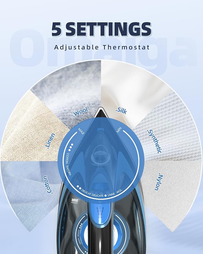 Steam Iron for Clothes, 1750W Clothes Iron Rapid Heating, Non-Stick Ceramic - Image 8