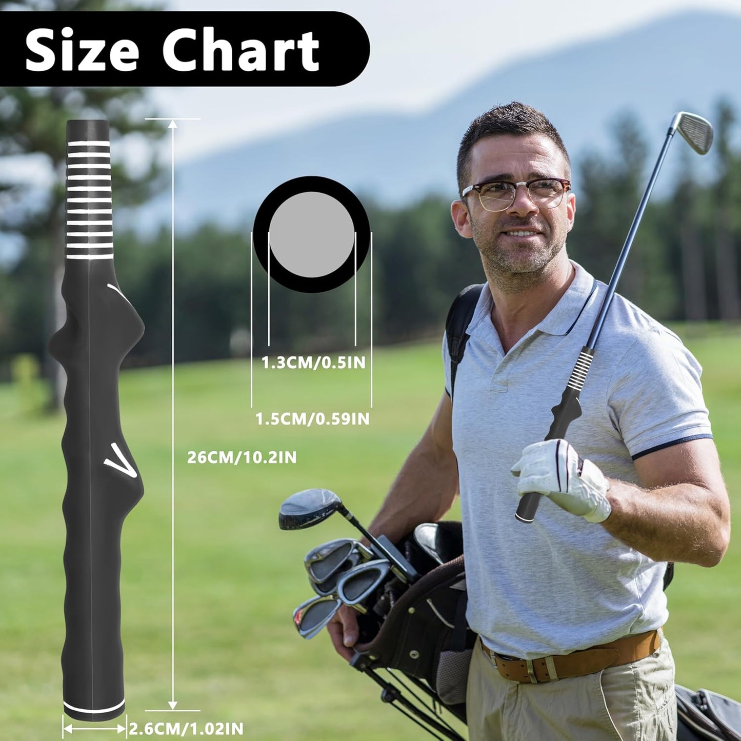 1 Pcs Right-Hand Golf Training Grip:Club,Rubber Swing Grip Trainer,Golf Accessories for Adults,Beginners,All Levels.Improvement Tool for Proper Hand Placement.