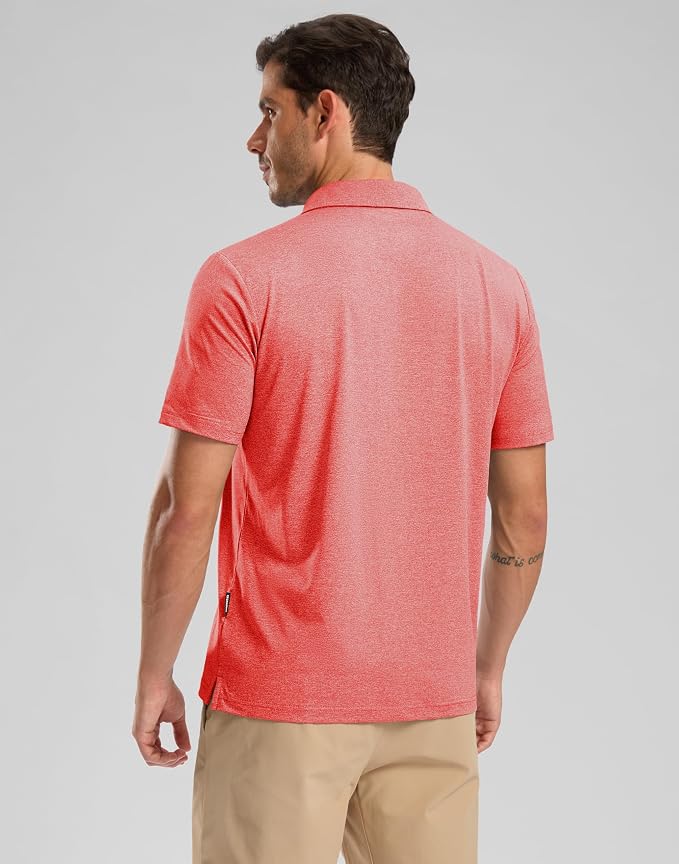 Golf Shirts Heather Polo Short Sleeve Dry Fit Lightweight Moisture Wicking - Image 3