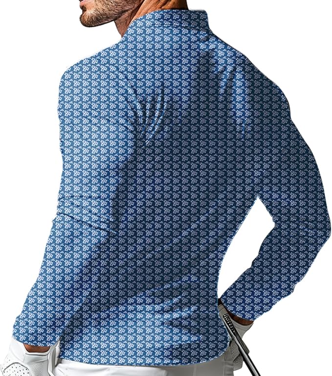 Men's Long Sleeve Golf Shirt Quick Dry 3 Button Work Fishing Outdoor Casual - Image 2