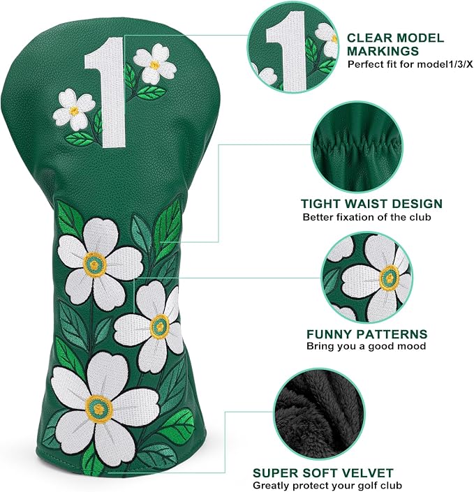 Golf Club Covers Driver Headcovers Fairway 3 Wood Headcover Hybrid Cover Faux - Image 5