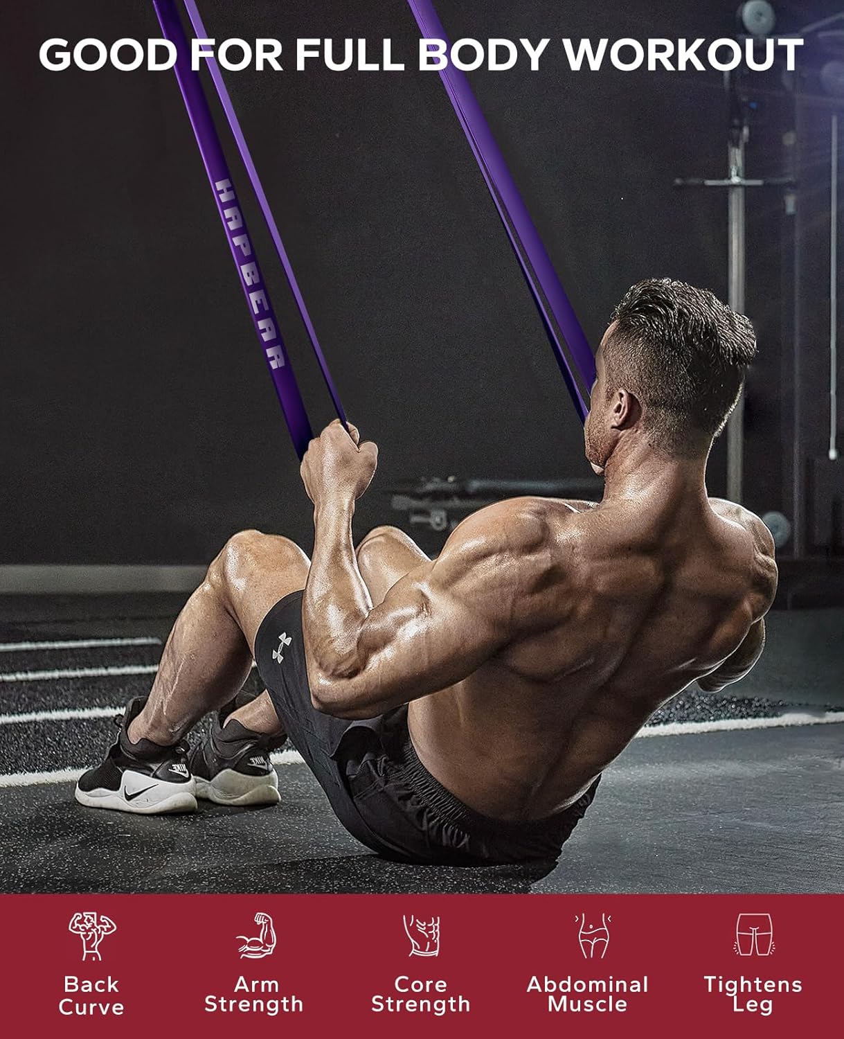 HAPBEAR Pull Up Assistance Bands Set of 5 - Resistance Bands for Working Out, Stretching, Physical Therapy, Muscle Training