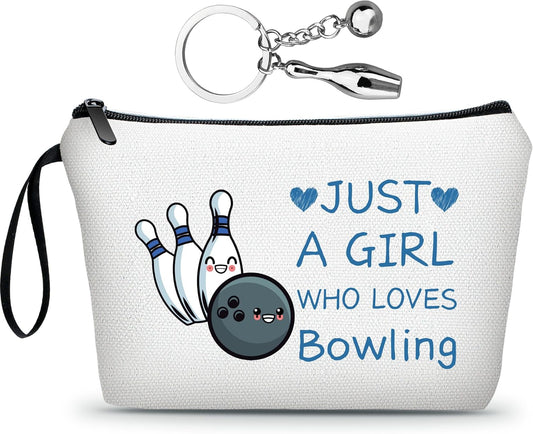 Bowling Party Favors,Bowling Gifts for Women,Makeup Bag With Bowling Keychain,Just A Girl Who Loves Bowling,Bowling Gifts,Graduation Gifts for Her,Bowling Accessories