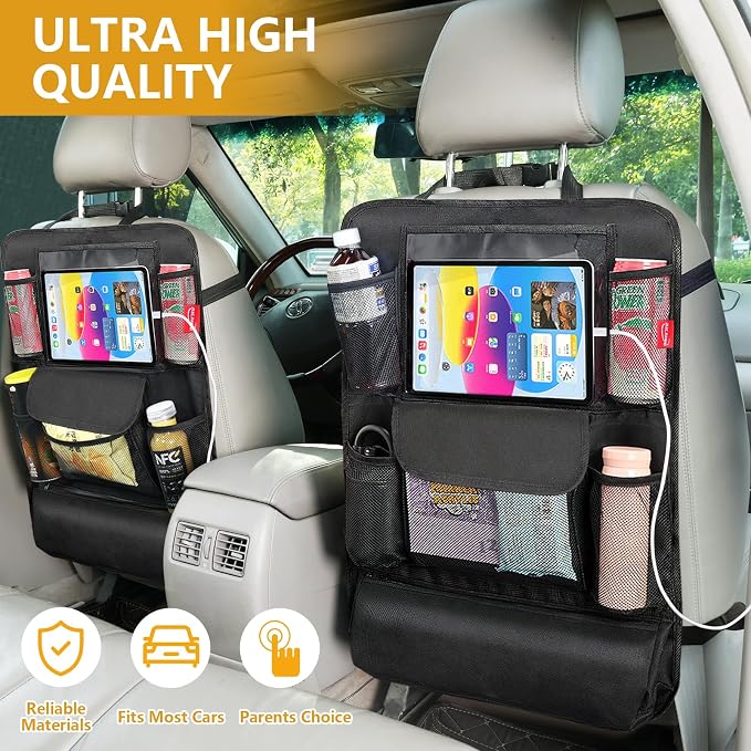 Car Seat Organizer with 13 in Tablet Holder, Waterproof Back Seat Protector - Image 2