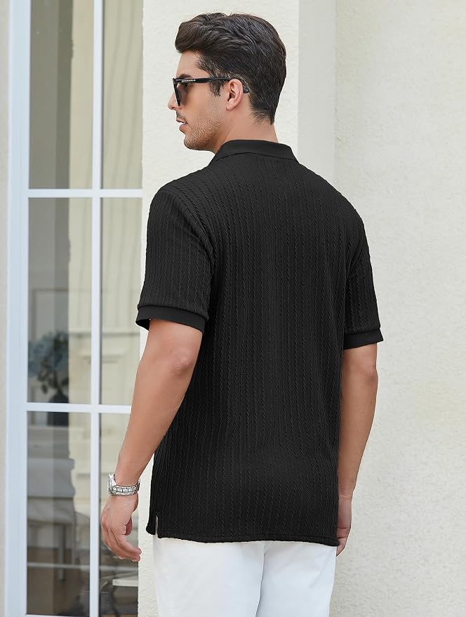Esabel.C Golf Shirts for Men Dry Fit Performance Short Sleeve Print Moisture - Image 3