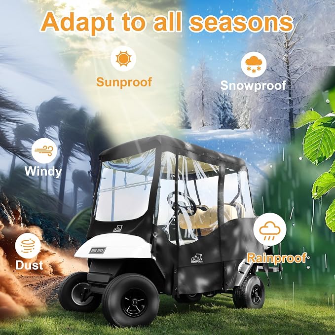 Golf Cart Enclosure Rain Cover 2&4Passenger, EZGO TXT RXV/Club Car Ds&Precedent - Image 2