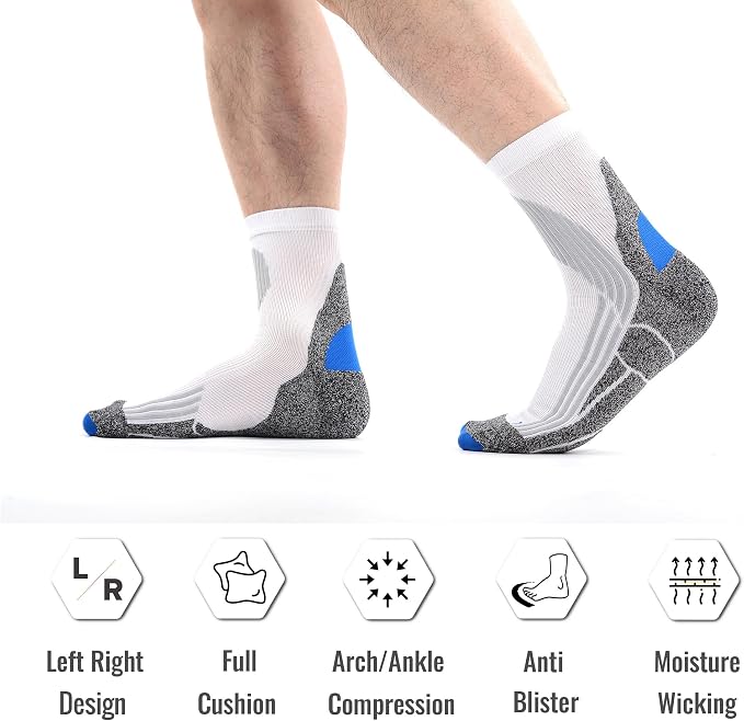 Tactia Full Cushion Compression Socks Men, Coolmax No-Blister Wicking Padded - Image 5