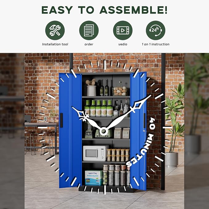 Greenvelly Metal Garage Storage Cabinet, Tall Cabinets - Image 4