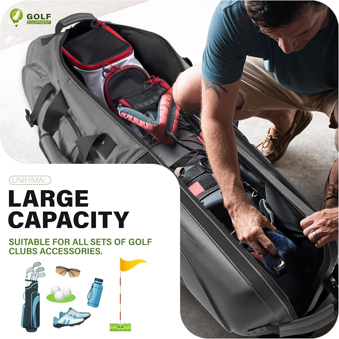 Golf Travel Bag with Hard Case Top, 1680D Heavy Duty Oxford Golf Club Travel - Image 5