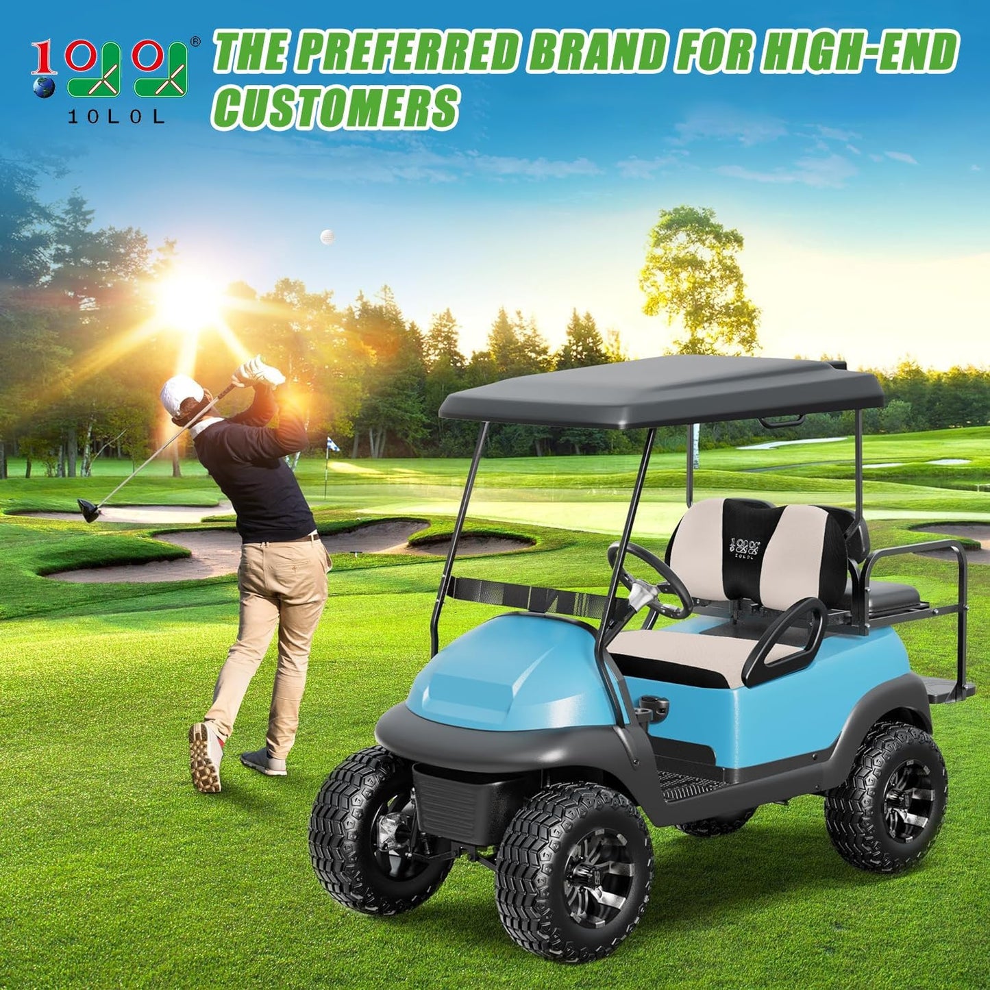 10L0L Golf Cart Seat Covers Universal for Yamaha Club Car Precedent Standard Front Seats, Breathable Mesh Bench Seat Cover, No Drilling Seat Cushion, All-Season Comfort Cool in Summer & Warm in Winter