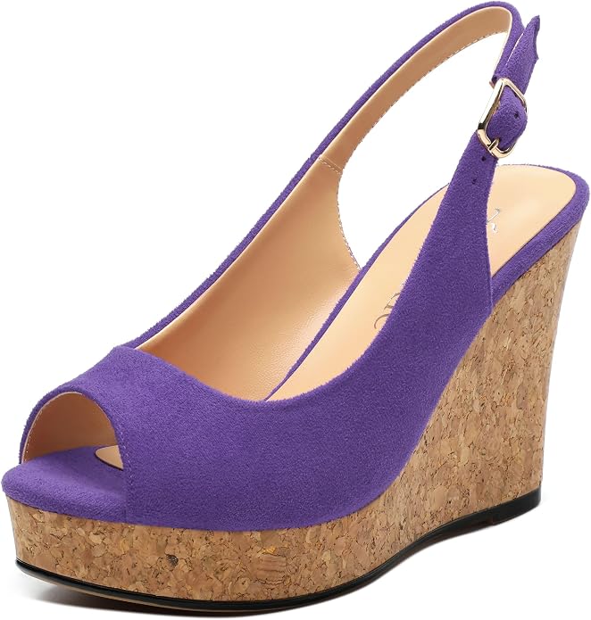 Womens Wedge Platform Sandals Peep Open Toe Slingback Buckle High Heel Dress by zasudxie