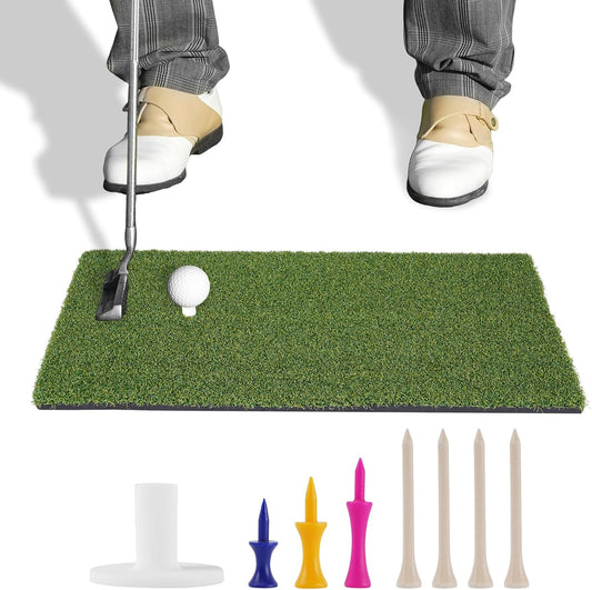 Golf Mat, Golf Hitting Mat Outdoor for Training, Golf Practice Mat with 10mm EVA Backing, Golf Mats Practice Indoor and Outdoor Turf with 8 Different Tees