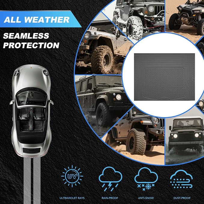 PIC AUTO Heavy Duty Rubber Trunk Cargo Liner Floor Mats, Trimmable to Fit - Image 8