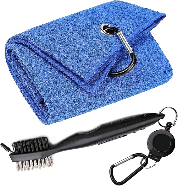 Golf Towels, Microfiber Waffle Pattern Tri-fold Golf Towel by Aebor