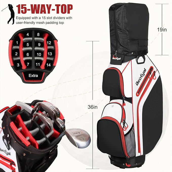 Cart Golf Bag 15 Way Organizer Divider Top Golf Club Bags Lightweight Golf Cart - Image 2