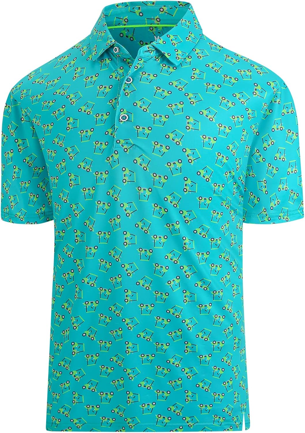 Hodaweisolp Golf Shirts for Men Dry Fit Print Moisture Wicking Performance Short Sleeve Polo Shirt