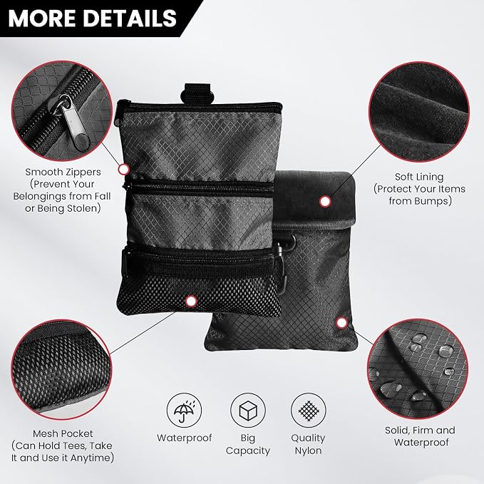 Golf Bag Accessories Valuables Pouch Bags Multi Pocket Zipper Hook - Image 2