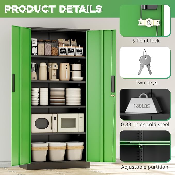 INTERGREAT Metal Storage Cabinet, Locking Tool Cabinets - Image 4