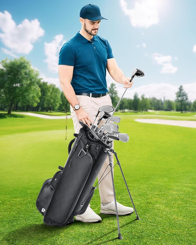 14 Way Golf Stand Bag, Full Length Dividers PU Leather Golf Bag - Image 8