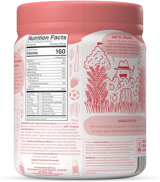 KOS Protein Powder Strawberry Cream 10 Serving - Image 3