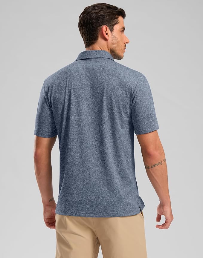 Golf Shirts Heather Polo Short Sleeve Dry Fit Lightweight Moisture Wicking - Image 3