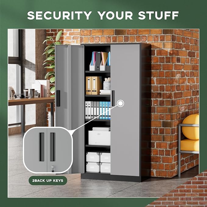 Greenvelly Metal Garage Storage Cabinet, Tall Cabinets - Image 4