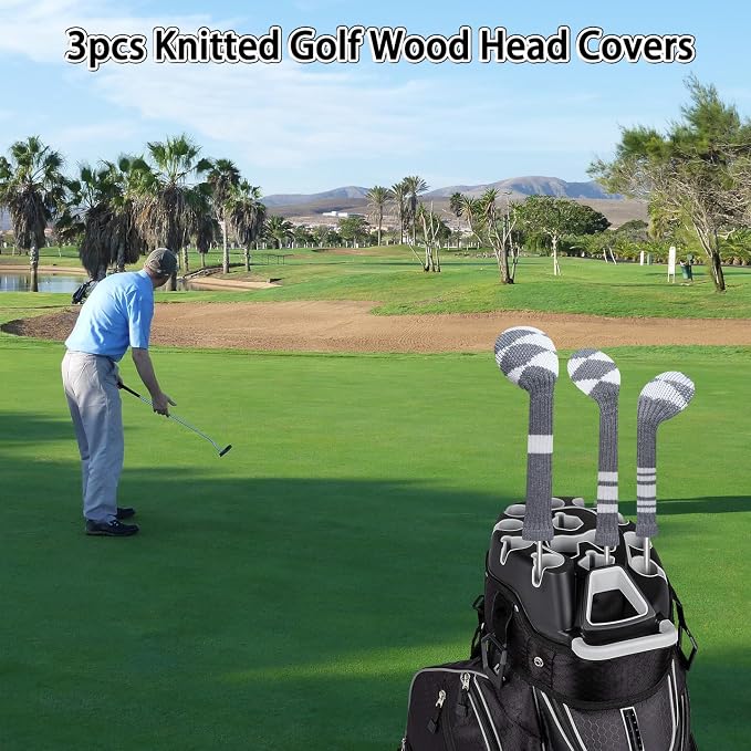 LeFeng 3Pcs Golf Club Covers, Knitted Golf Club Covers - Image 5