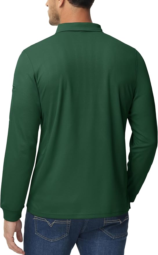 MAGCOMSEN Men's Polo Shirts 3 Button Quick Dry Performance Long Sleeve Tactical - Image 5