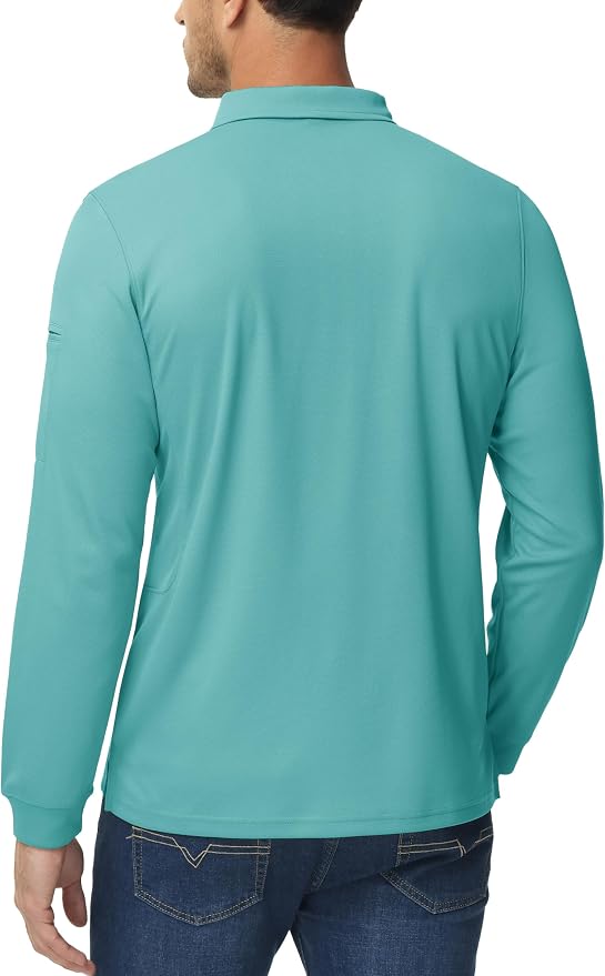 MAGCOMSEN Men's Polo Shirts 3 Button Quick Dry Performance Long Sleeve Tactical - Image 5