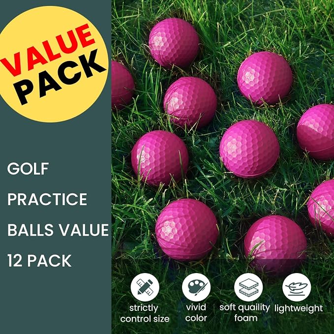 FINGER TEN Golf Practice Balls Foam Colored Value 12 24 50 Pack, Lightweight - Image 2