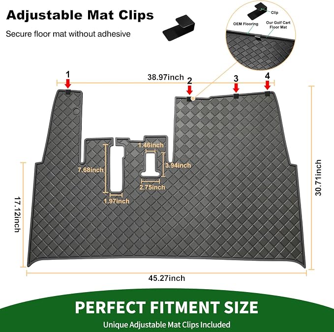 Golf Cart Floor Liner Mat 8mm Thick Rubber Full Coverage Fit - Image 7