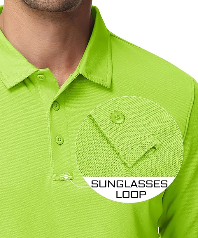 MAGCOMSEN Men's Polo Shirts 3 Button Quick Dry Performance Long Sleeve Tactical - Image 3