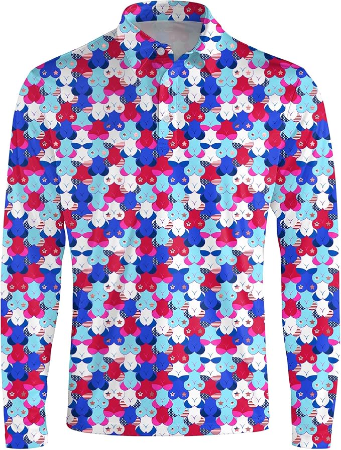Men's Long Sleeve Golf Shirt Quick Dry 3 Button Work Fishing Outdoor Casual - Image 3