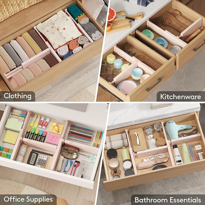 Lifewit 9 Pack Drawer Dividers 4" High, 11-17" Adjustable Drawer Organizers - Image 8