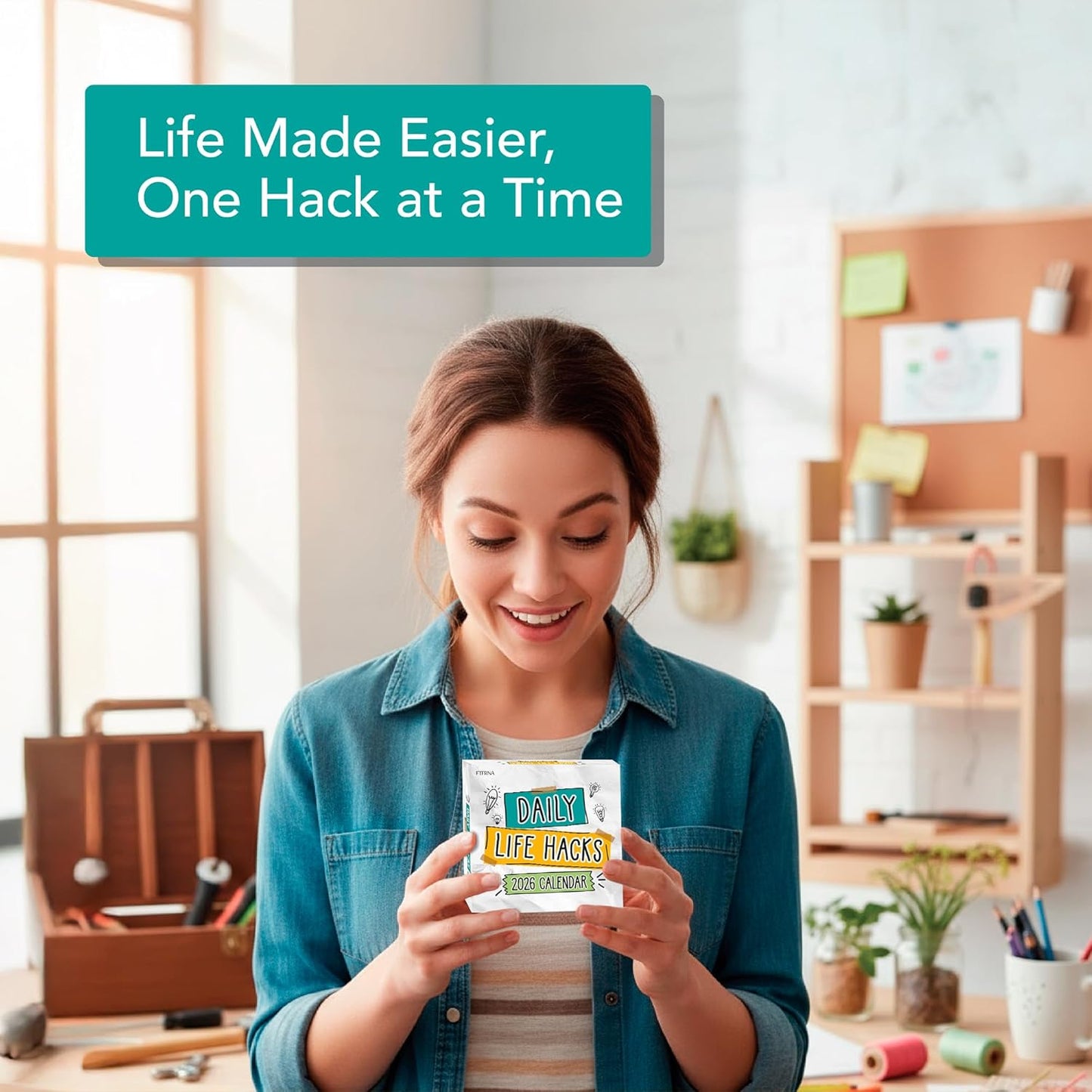 2026 Daily Life Hacks Desktop Calendar | Day To Day Tear Off Calendar with 365 Interesting Hacks & Facts for Everyday of the Year, Fun Box Calendar Gift For Men or Women, Christmas Stocking Stuffer Gift for Home or Office