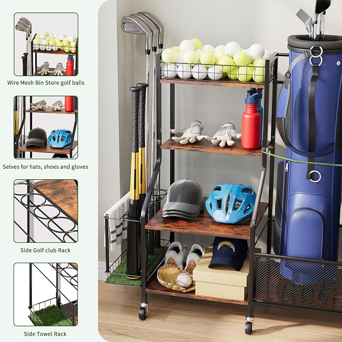 Golf Bag Organizer for 2 Bags, Large Golf Rack - Image 4