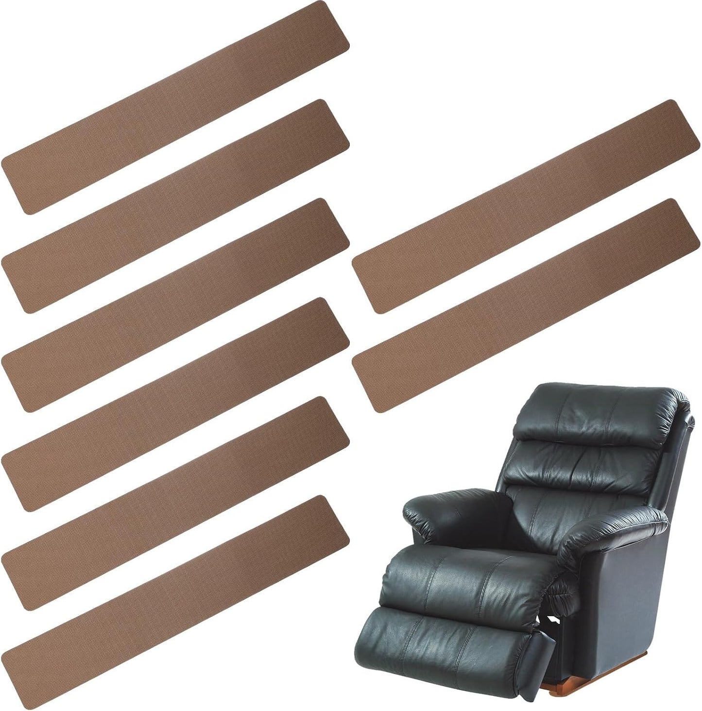 PATIKIL Rectangle Corner Anti-Slip Furniture Rail Pads 27x4x3, 8 Pcs Non-Skid Rubber Furniture Pads for Hardwood Floors Protector Grippers Pads Recliners Sofa Couches, Brown