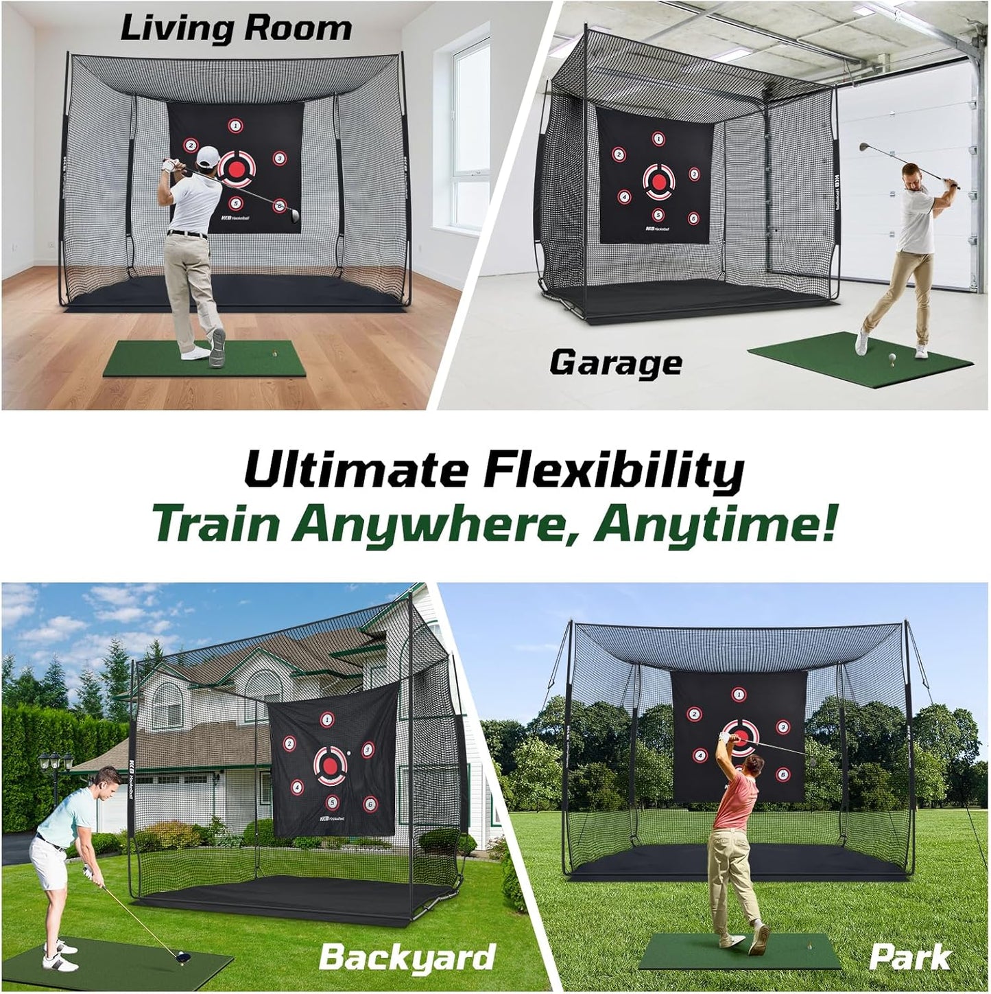 Haokelball Golf Practice Hitting Net for Driving Real Balls, Indoor Chipping Swing Training Nets with Impact Target, 10x7.5ft Heavy Duty Netting with Carry Bag for Backyard Outdoor Use