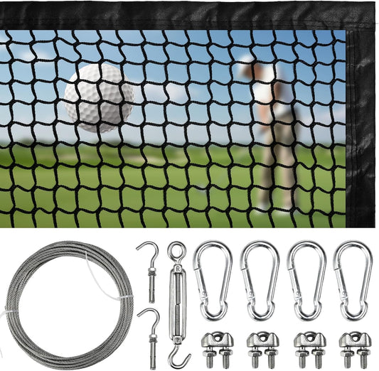 Golf Net,Golf Practice Net with 33 ft Steel Wire Rope and Hanging Kit, Heavy Duty Golf Hitting Net, Also as Hockey Net and Chipping Net - 7ft,10ft, 15ft, 25ft, 30ft, 40ft